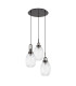 Yorktown 55cm Round 3 Light Pendant 20cm Almond Ribbed Glass Black Chrome/Matt Black Clear-4