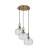 Yorktown 65cm 2m Round Pendant 3 x E27 Brass Gold/Matt Black 30cm Pumpkin Shaped Ribbed Clear Glass-4