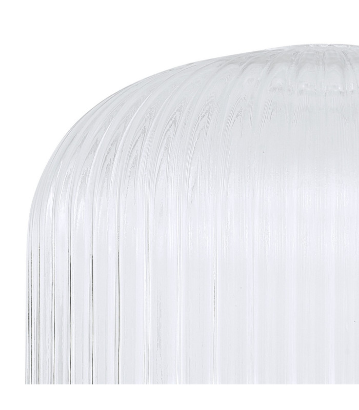 Yorktown 65cm 2m Round Pendant 3 x E27 Brass Gold/Matt Black 30cm Pumpkin Shaped Ribbed Clear Glass-5