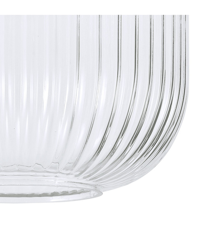 Yorktown 65cm 2m Round Pendant 3 x E27 Brass Gold/Matt Black 30cm Pumpkin Shaped Ribbed Clear Glass-6