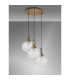 Yorktown 65cm 2m Round Pendant 3 x E27 Brass Gold/Matt Black 30cm Pumpkin Shaped Ribbed Clear Glass-10