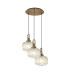 Yorktown 65cm 2m Round Pendant 3 x E27 Brass Gold/Matt Black 30cm Pumpkin Shaped Ribbed Champagne Glass-1