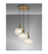 Yorktown 65cm 2m Round Pendant 3 x E27 Brass Gold/Matt Black 30cm Pumpkin Shaped Ribbed Champagne Glass-3