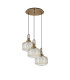 Yorktown 65cm 2m Round Pendant 3 x E27 Brass Gold/Matt Black 30cm Pumpkin Shaped Ribbed Champagne Glass-4