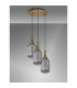 Yorktown 55cm Round 3 Light Pendant 20cm Tubular Ribbed Glass Brass Gold/Matt Black Smoked-10