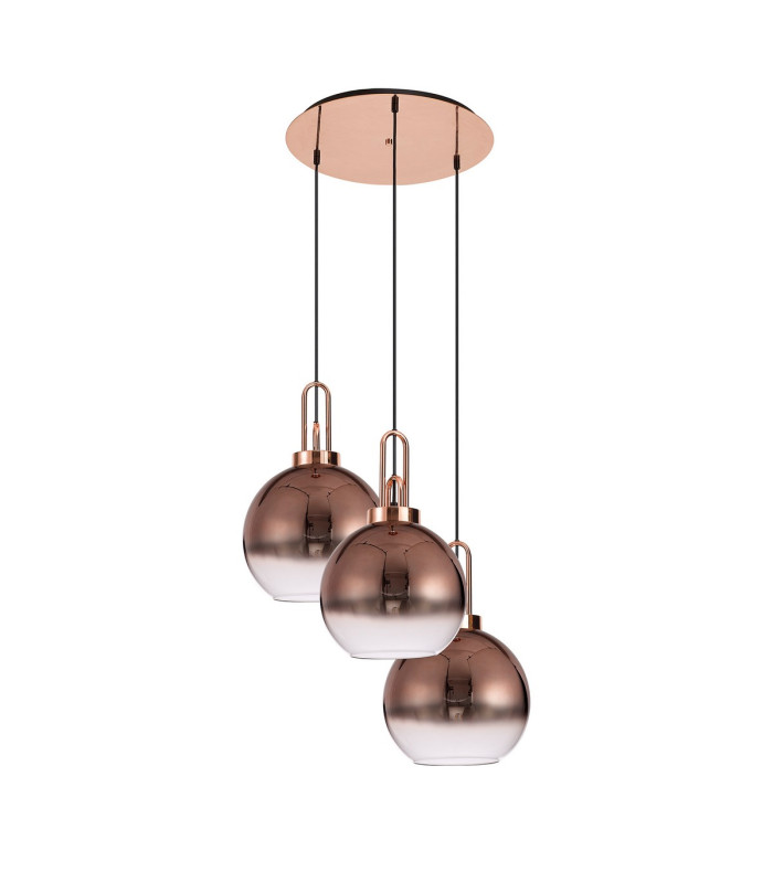 Yorktown 65cm Round 3 Light Pendant 30cm Globe Glass Copper/Matt Black Copper/Clear-4
