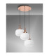 Yorktown 65cm 2m Round Pendant 3 x E27 Copper/Matt Black 30cm Pumpkin Shaped Ribbed Opal Glass-10