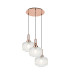 Yorktown 65cm 2m Round Pendant 3 x E27 Copper/Matt Black 30cm Pumpkin Shaped Ribbed Clear Glass-1