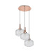 Yorktown 65cm 2m Round Pendant 3 x E27 Copper/Matt Black 30cm Pumpkin Shaped Ribbed Clear Glass-4
