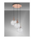 Yorktown 65cm 2m Round Pendant 3 x E27 Copper/Matt Black 30cm Pumpkin Shaped Ribbed Clear Glass-10