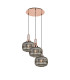 Yorktown 65cm 2m Round Pendant 3 x E27 Copper/Matt Black 30cm Pumpkin Shaped Ribbed Smoked Glass-1