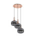 Yorktown 65cm 2m Round Pendant 3 x E27 Copper/Matt Black 30cm Pumpkin Shaped Ribbed Smoked Glass-4