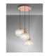 Yorktown 65cm 2m Round Pendant 3 x E27 Copper/Matt Black 30cm Pumpkin Shaped Ribbed Champagne Glass-3