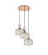 Yorktown 65cm 2m Round Pendant 3 x E27 Copper/Matt Black 30cm Pumpkin Shaped Ribbed Champagne Glass-4