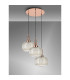 Yorktown 65cm 2m Round Pendant 3 x E27 Copper/Matt Black 30cm Pumpkin Shaped Ribbed Champagne Glass-10