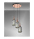 Yorktown 55cm Round 3 Light Pendant 20cm Tubular Ribbed Glass Copper/Matt Black Smoked-3