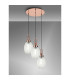 Yorktown 55cm Round 3 Light Pendant 20cm Almond Ribbed Glass Copper/Matt Black Clear-3