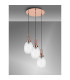 Yorktown 55cm Round 3 Light Pendant 20cm Almond Ribbed Glass Copper/Matt Black Clear-9