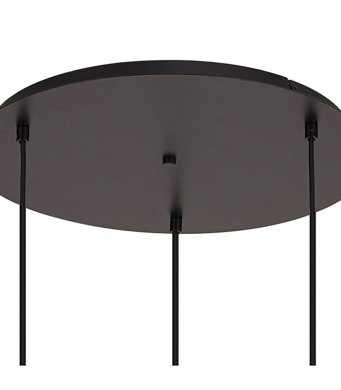 Yorktown 55cm Round 3 Light Pendant 20cm Almond Ribbed Glass Matt Black/Matt Black Champagne-7