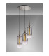 Yorktown 51cm Round 3 Light Pendant 16cm Cylinder Glass Polished Nickel/Matt Black Smoked/Clear-3