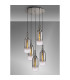 Yorktown 61cm Round 5 Light Pendant 16cm Cylinder Glass Polished Nickel/Matt Black Smoked/Clear-3