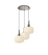 Yorktown 65cm 2m Round Pendant 3 x E27 Polished Nickel/Matt Black 30cm Pumpkin Shaped Ribbed Opal Glass-1