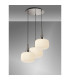 Yorktown 65cm 2m Round Pendant 3 x E27 Polished Nickel/Matt Black 30cm Pumpkin Shaped Ribbed Opal Glass-3