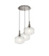 Yorktown 65cm 2m Round Pendant 3 x E27 Polished Nickel/Matt Black 30cm Pumpkin Shaped Ribbed Clear Glass-1