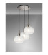 Yorktown 65cm 2m Round Pendant 3 x E27 Polished Nickel/Matt Black 30cm Pumpkin Shaped Ribbed Clear Glass-3