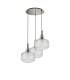 Yorktown 65cm 2m Round Pendant 3 x E27 Polished Nickel/Matt Black 30cm Pumpkin Shaped Ribbed Clear Glass-4