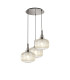 Yorktown 65cm 2m Round Pendant 3 x E27 Polished Nickel/Matt Black 30cm Pumpkin Shaped Ribbed Champagne Glass-1