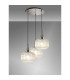 Yorktown 65cm 2m Round Pendant 3 x E27 Polished Nickel/Matt Black 30cm Pumpkin Shaped Ribbed Champagne Glass-3
