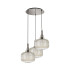 Yorktown 65cm 2m Round Pendant 3 x E27 Polished Nickel/Matt Black 30cm Pumpkin Shaped Ribbed Champagne Glass-4