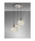Yorktown 65cm 2m Round Pendant 3 x E27 Polished Nickel/Matt Black 30cm Pumpkin Shaped Ribbed Champagne Glass-10