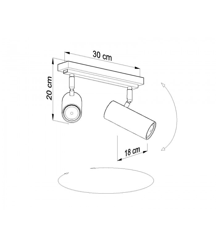 2 Light Spotlight Bar Black, GU10 - 4