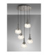 Yorktown 55cm 2.5m Round Pendant 5 x E27 Polished Nickel/Matt Black 20cm Pumpkin Shaped Ribbed Clear Glass-3