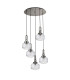 Yorktown 55cm 2.5m Round Pendant 5 x E27 Polished Nickel/Matt Black 20cm Pumpkin Shaped Ribbed Clear Glass-4