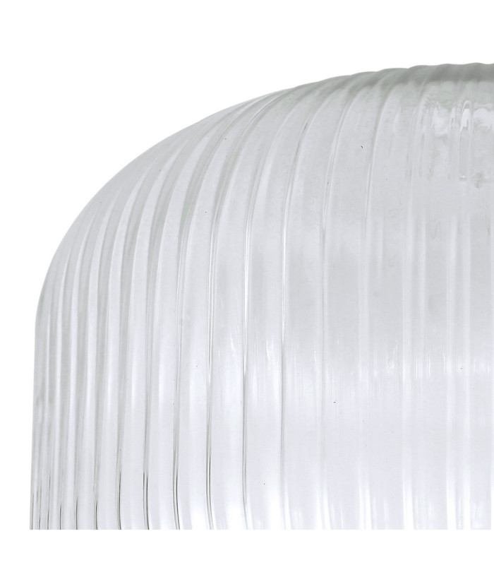 Yorktown 55cm 2.5m Round Pendant 5 x E27 Polished Nickel/Matt Black 20cm Pumpkin Shaped Ribbed Clear Glass-5