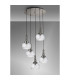 Yorktown 55cm 2.5m Round Pendant 5 x E27 Polished Nickel/Matt Black 20cm Pumpkin Shaped Ribbed Clear Glass-8