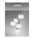 Yorktown 75cm 2.5m Round Pendant 5 x E27 Pewter/Matt Black 30cm Pumpkin Shaped Ribbed Clear Glass-3