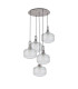 Yorktown 75cm 2.5m Round Pendant 5 x E27 Pewter/Matt Black 30cm Pumpkin Shaped Ribbed Clear Glass-4