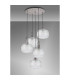 Yorktown 75cm 2.5m Round Pendant 5 x E27 Pewter/Matt Black 30cm Pumpkin Shaped Ribbed Clear Glass-10