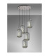 Yorktown 65cm Round 5 Light Pendant 20cm Tubular Ribbed Glass Aged Pewter/Matt Black Smoked-3