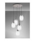 Yorktown 65cm Round 5 Light Pendant 20cm Almond Ribbed Glass Aged Pewter/Matt Black Clear-9