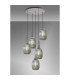 Yorktown 65cm Round 5 Light Pendant 20cm Almond Ribbed Glass Aged Pewter/Matt Black Smoked-3