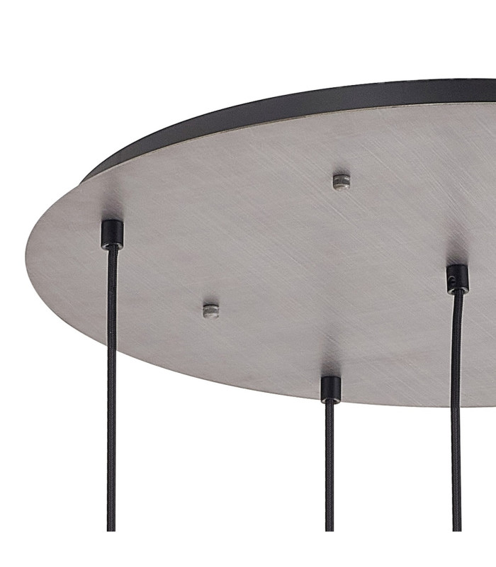 Yorktown 65cm Round 5 Light Pendant 20cm Almond Ribbed Glass Aged Pewter/Matt Black Opal-7