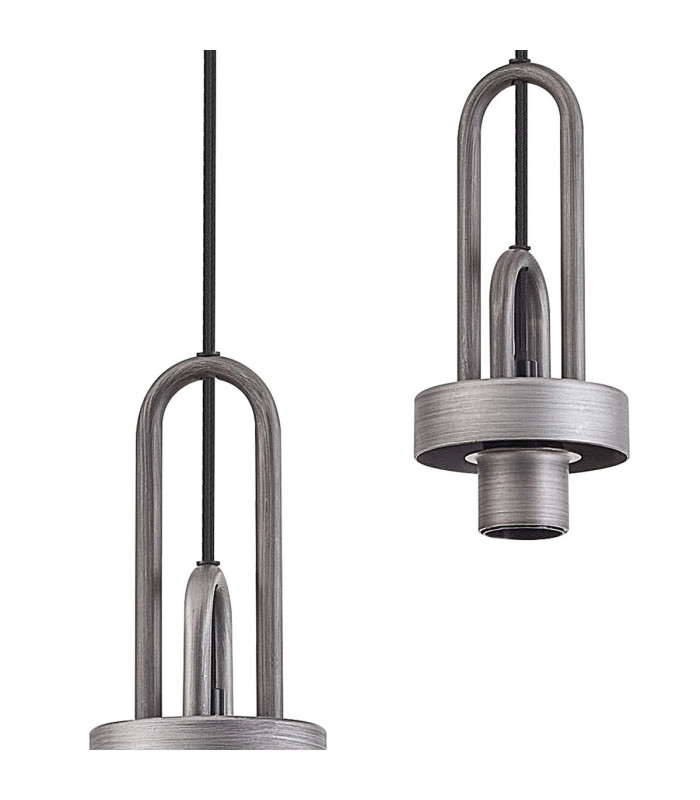 Yorktown 65cm Round 5 Light Pendant 20cm Almond Ribbed Glass Aged Pewter/Matt Black Opal-8