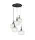 Yorktown 75cm 2.5m Round Pendant 5 x E27 Antique Silver/Matt Black 30cm Pumpkin Shaped Ribbed Clear Glass-1