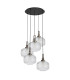 Yorktown 75cm 2.5m Round Pendant 5 x E27 Antique Silver/Matt Black 30cm Pumpkin Shaped Ribbed Clear Glass-4