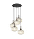 Yorktown 75cm 2.5m Round Pendant 5 x E27 Antique Silver/Matt Black 30cm Pumpkin Shaped Ribbed Champagne Glass-1